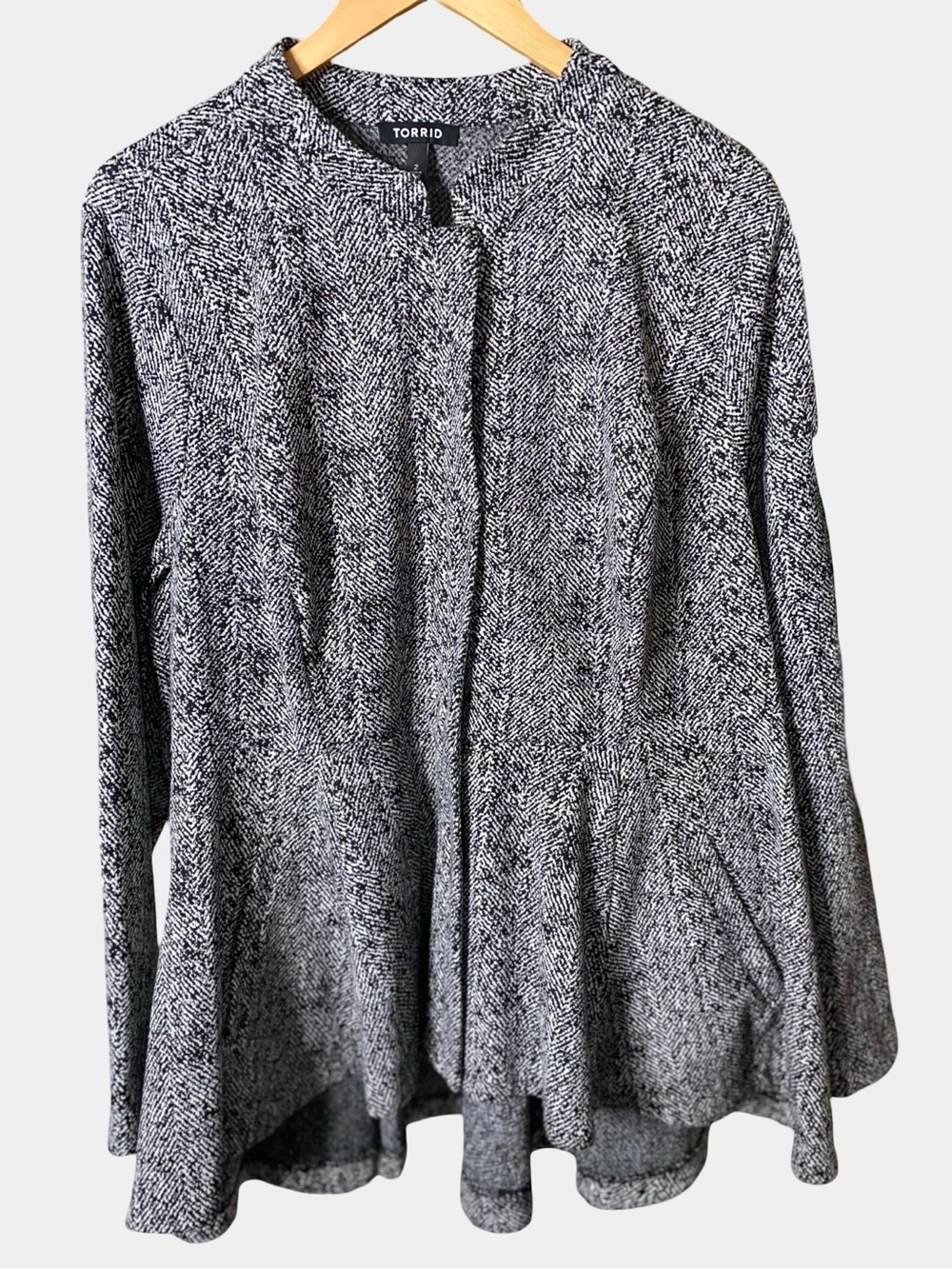 Torrid Women’s Black and White Marled Tweed Peplum Jacket Size 2X